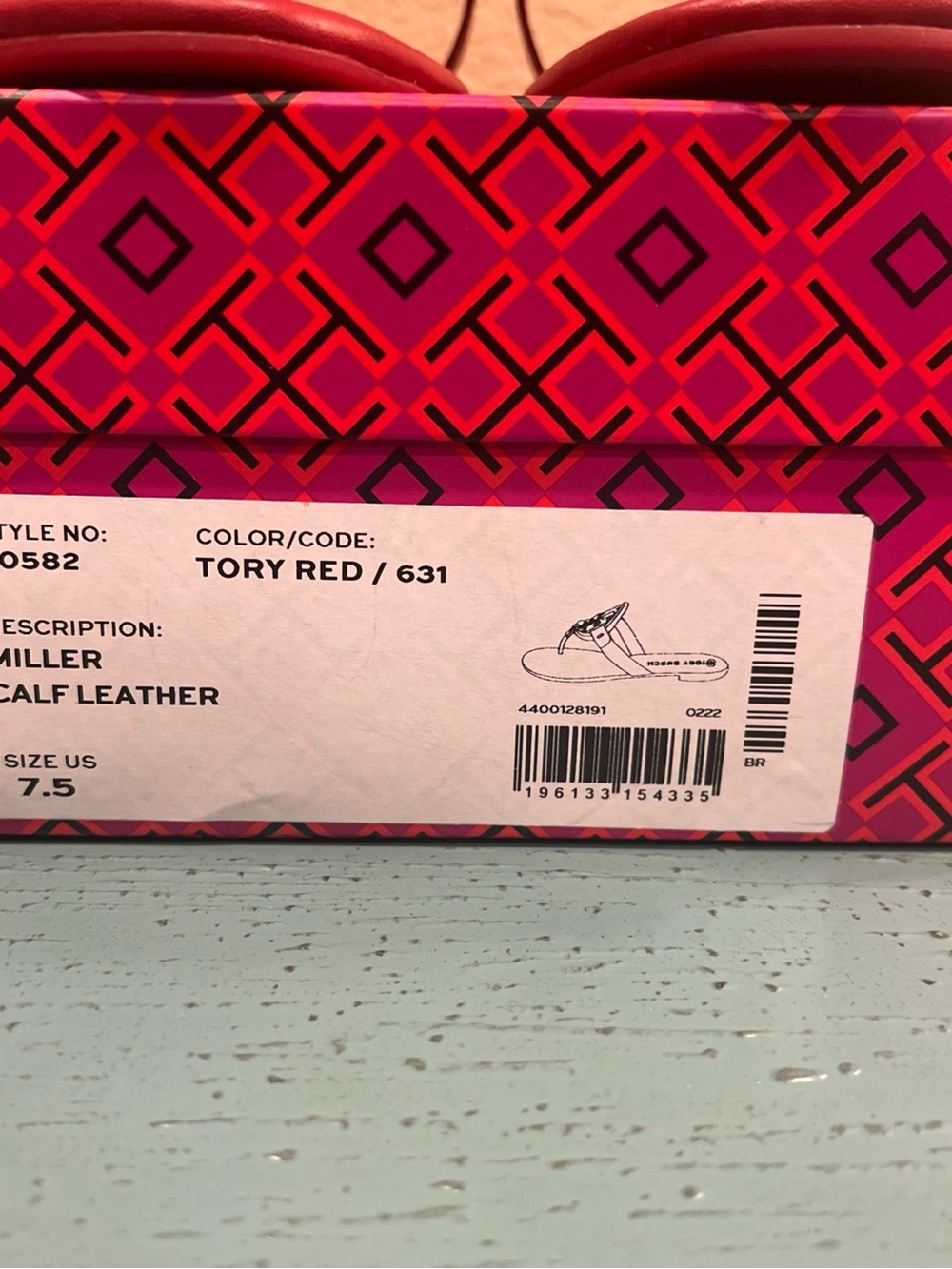 Tory Burch Red Miller Leather Thong Sandals - Picture 2 of 7
